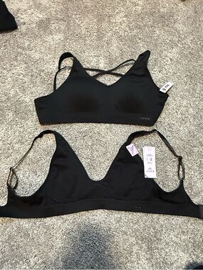 PINK Victoria's Secret & Roxy Black Seamless Crossback Bralettes (Set of 2)